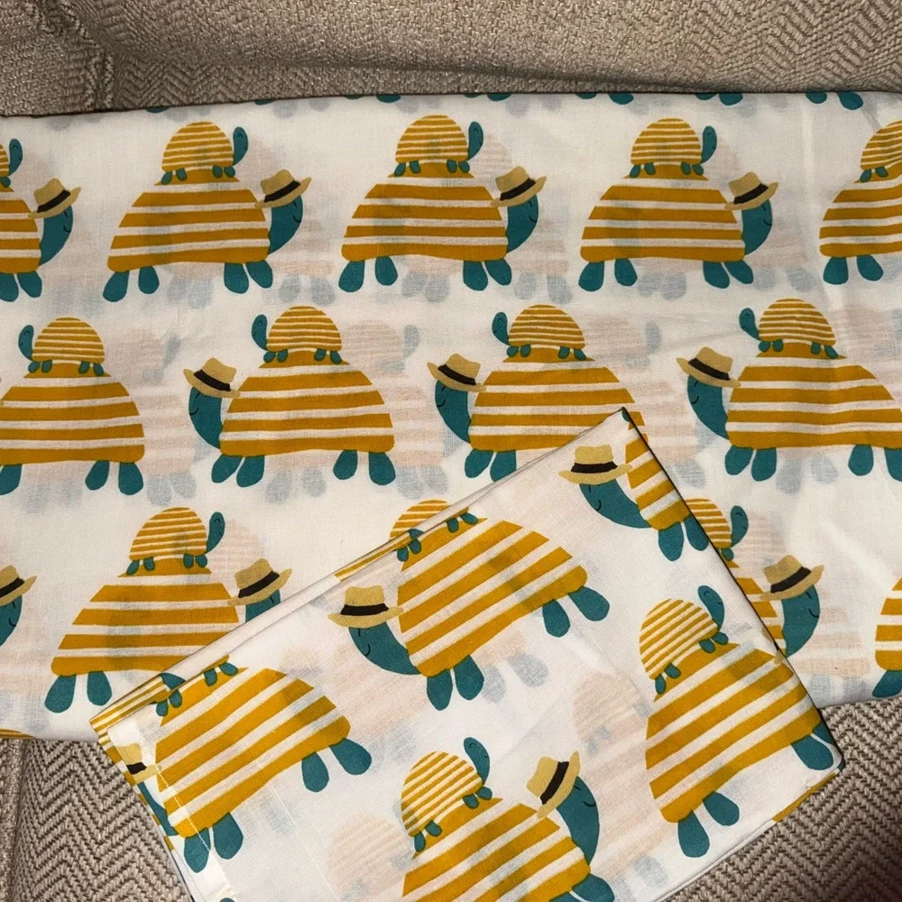 Ikea Rorande Crib Duvet Cover/Pillowcase Turtle Yellow 43x49/14x22 004.625.38